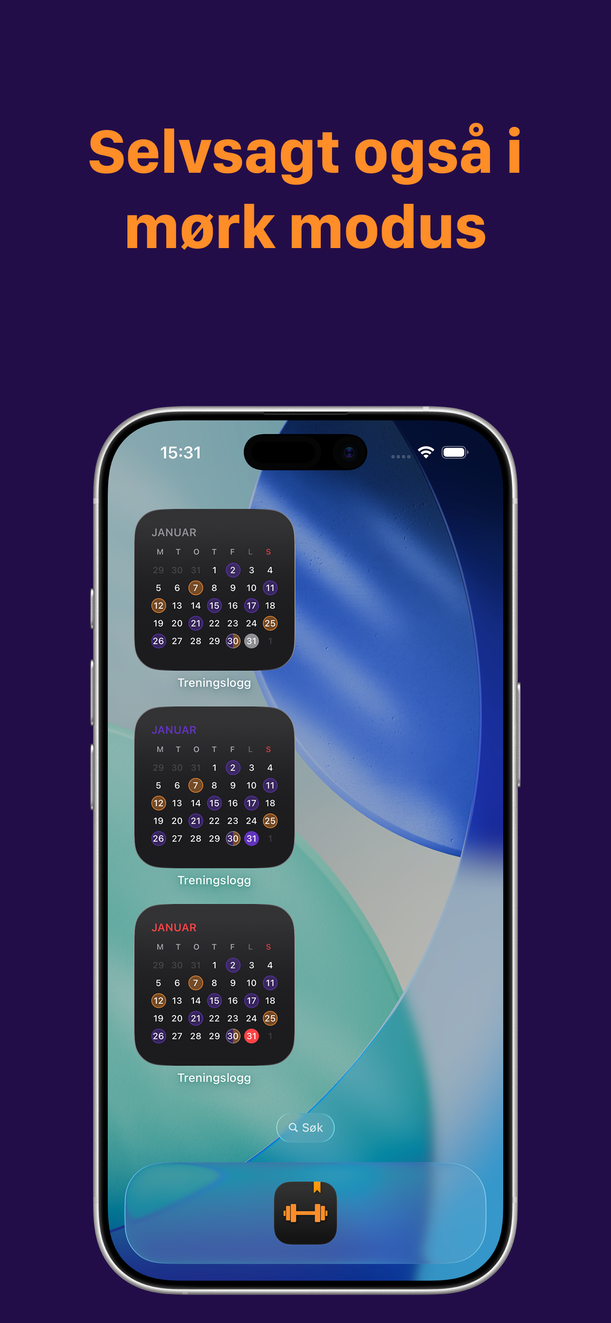 Widget – mørk modus