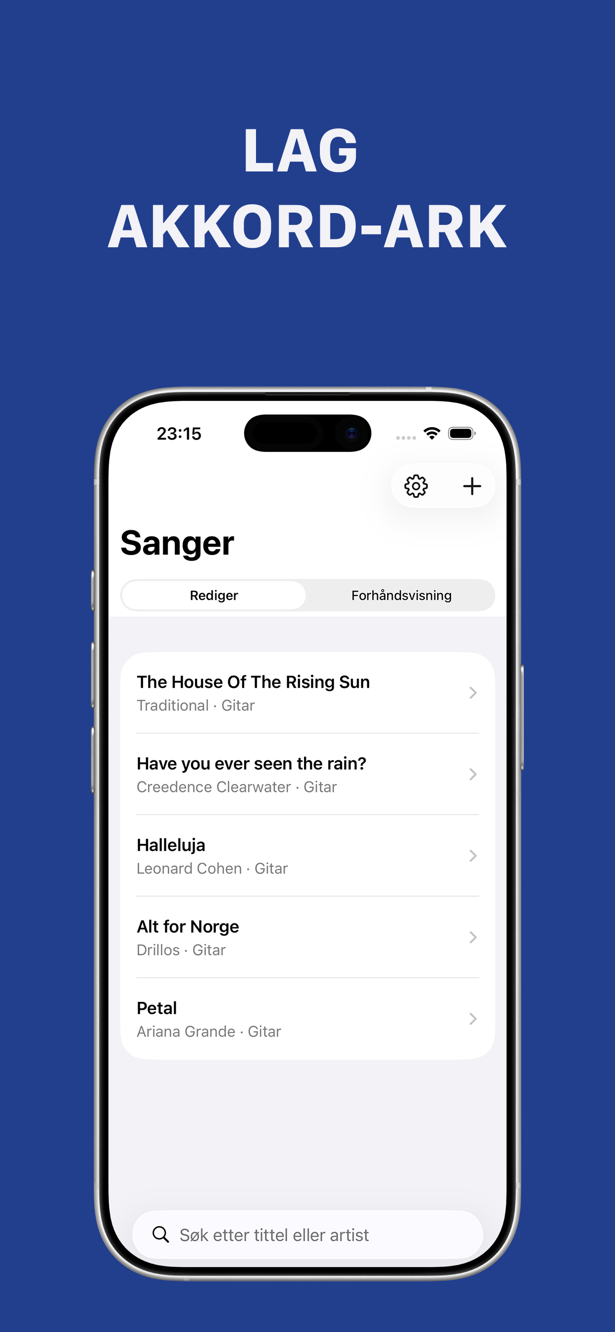 Lag akkordark og samle sangene dine
